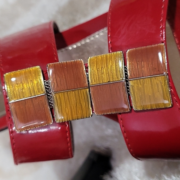 NEW High Heel Sandals Red Patent Open Toe Sole Sense Ability Pad Croft Barrow 6 - Picture 3 of 16